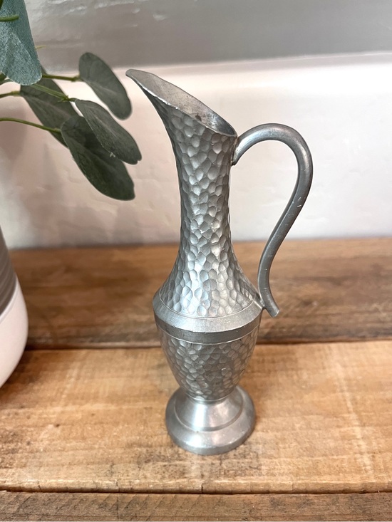 TKF / Handmade Indonesia Other - Vintage Heavy TKF Handmade Indonesia Hammered Pewter Ewer Pitcher